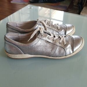 Josef Seibel Silver Leather Sneakers Futuristic Streetwear Size 10